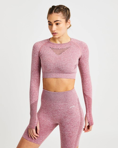 AYBL Motion Seamless Long Sleeve Crop Top Rosse | VNUHE-3428