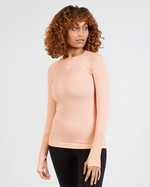 AYBL Motion Seamless Long Sleeve Top Peach | UHZLR-5097