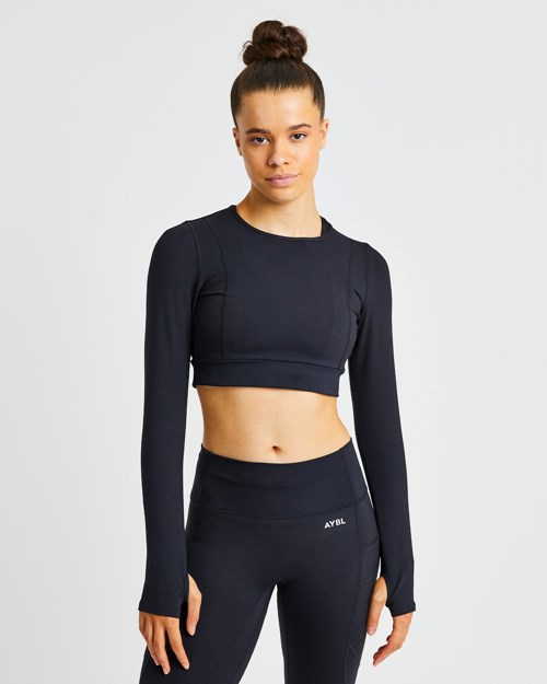 AYBL Pace Long Sleeve Crop Top Nere | TIWSL-8153