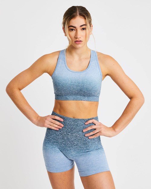 AYBL Pulse Ombré Seamless Sports Bra Teal | QMIPU-8130