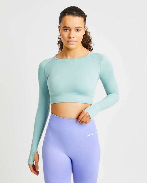 AYBL Reform Seamless Long Sleeve Crop Top Verdi | VGXCQ-1708
