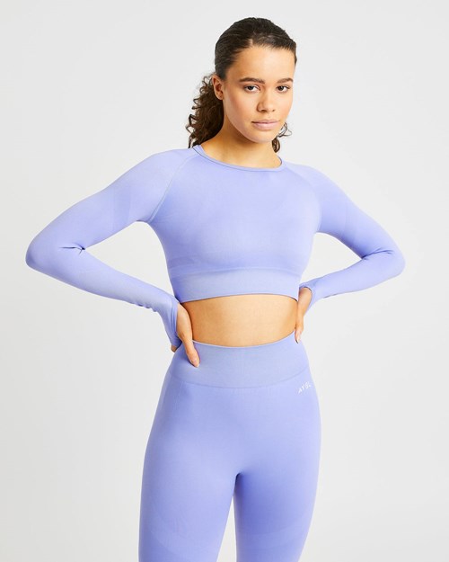 AYBL Reform Seamless Long Sleeve Crop Top Viola | WXPSJ-1289