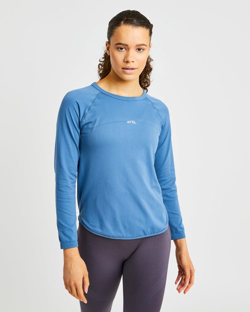 AYBL Reform Seamless Long Sleeve T Shirt Blu | ZTDGQ-2154