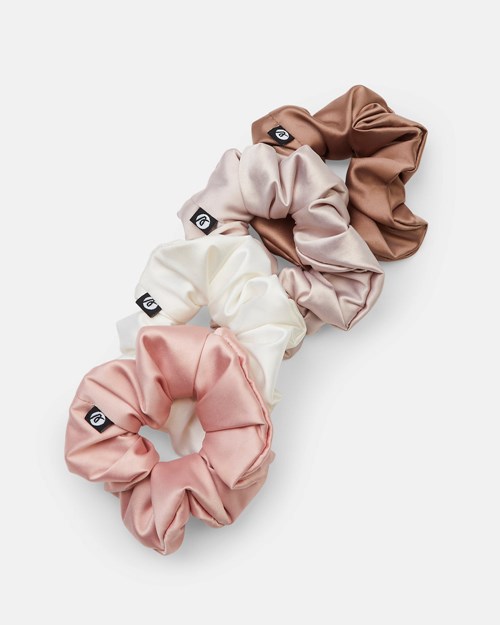 AYBL Scrunchie 4 Pack White/Champagne/Pink/Mocha | UAKMD-5394