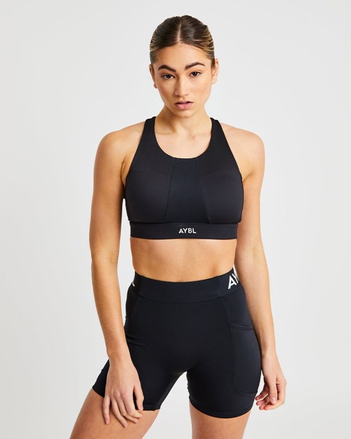 AYBL Sportive High Neck Sports Bra Nere | QANBC-2496
