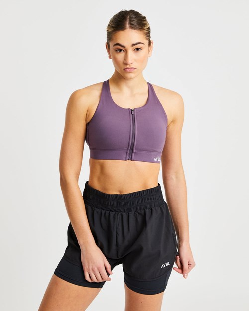 AYBL Sportive Zip Up Sports Bra Viola | ZOBLW-2461