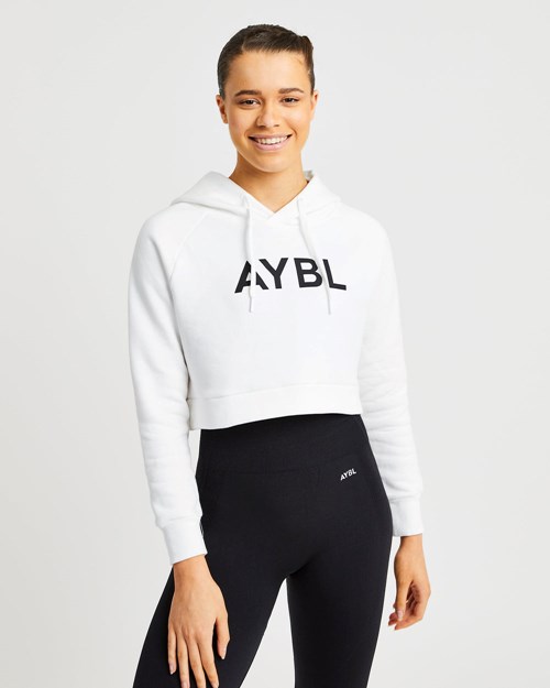 AYBL Staple Crop Hoodie Bianche | LZKGV-9482