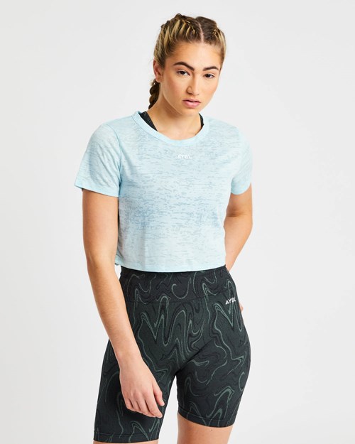 AYBL Velocity Crop T Shirt Blu | PSBOU-6723
