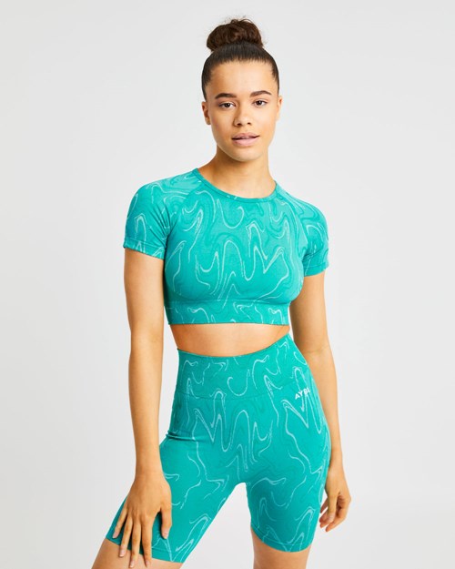 AYBL Velocity Seamless Crop Top Verde Acqua | CRDAI-7250