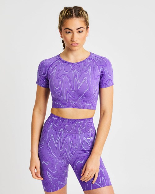 AYBL Velocity Seamless Crop Top Viola | ZDIBU-2507
