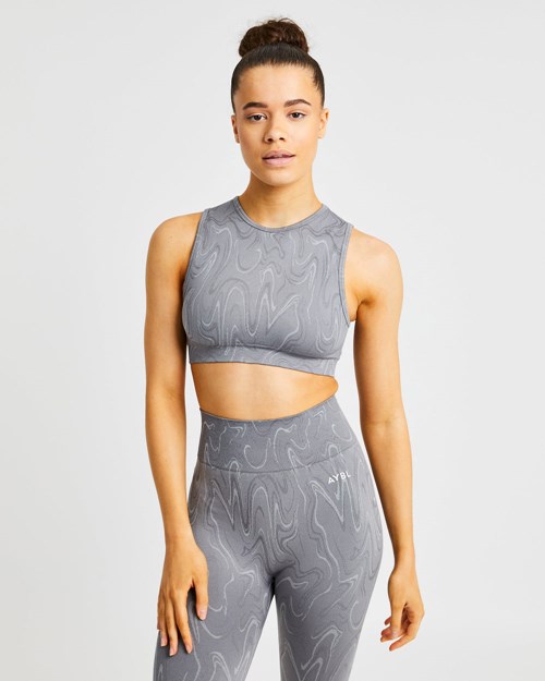 AYBL Velocity Seamless Crop Vest Grigie | XWIFR-8531