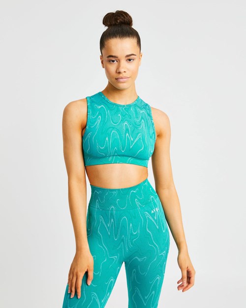 AYBL Velocity Seamless Crop Vest Verde Acqua | YNZWM-2675